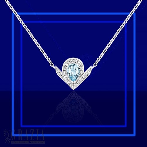 Joséphine约瑟芬皇后系列 白鹭海蓝宝石项链 085144（现时参考价¥45,600).jpg