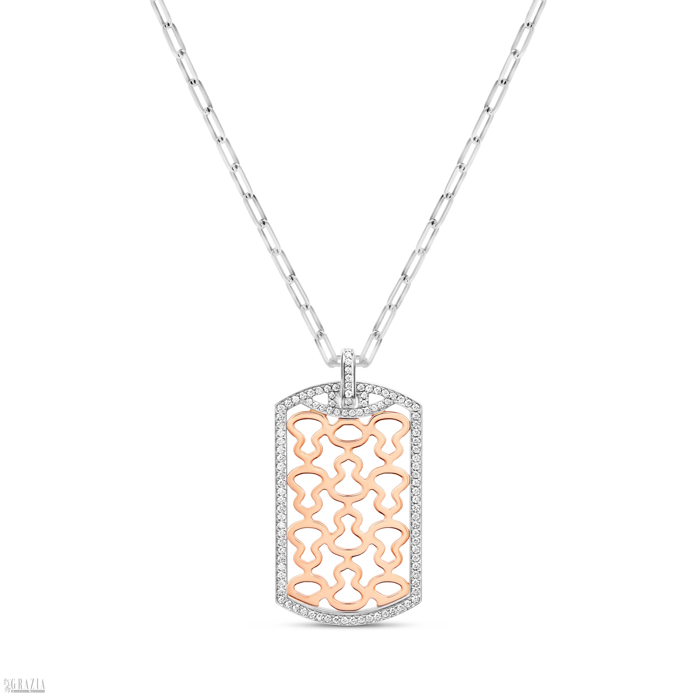 Wulu Tag 18K白金及玫瑰金钻石大号吊坠 - 2.jpg