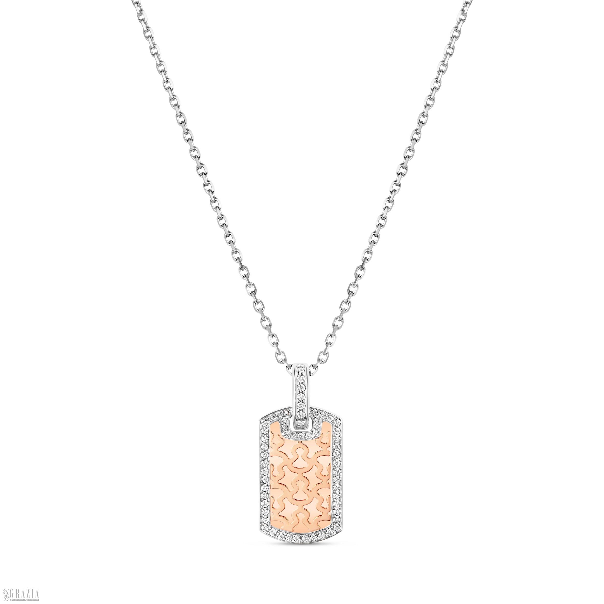 Wulu Tag 18K白金及玫瑰金钻石小号吊坠 - 2.jpg