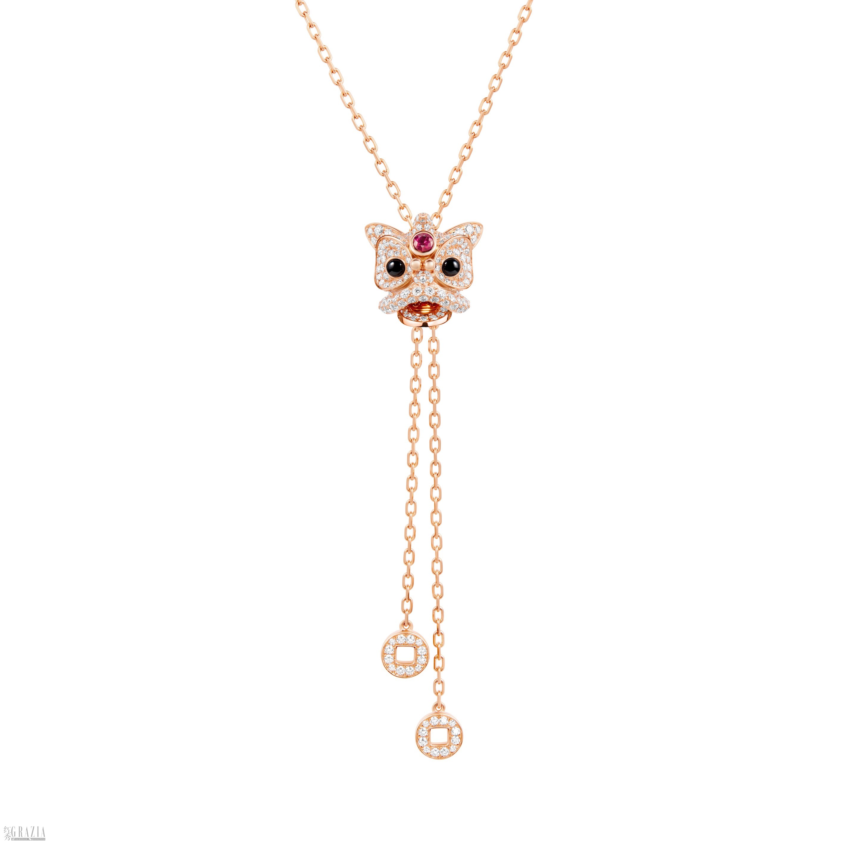 Xi Xi Grande 18K 玫瑰金镶嵌红宝石、缟玛瑙与钻石长项链.jpg