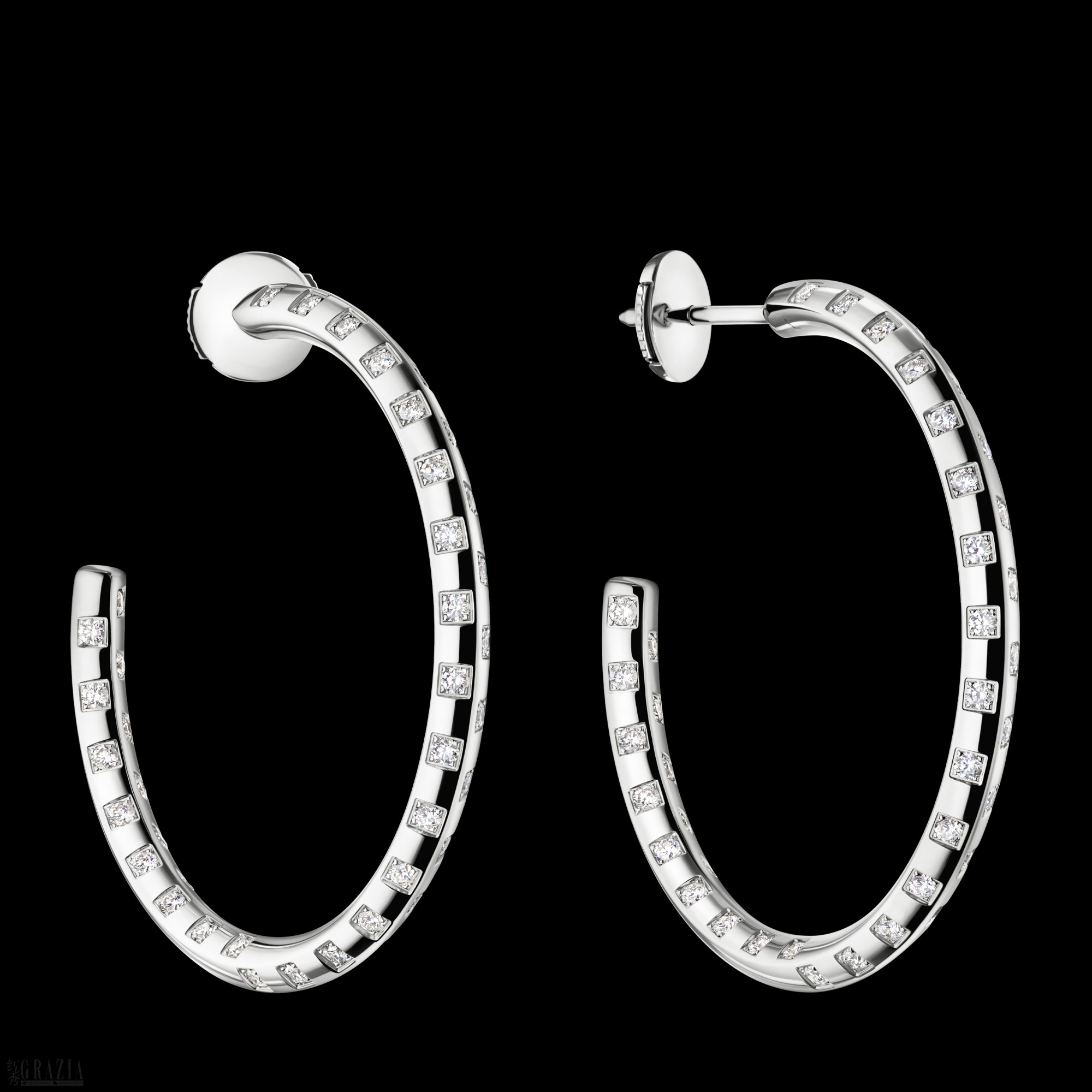 eysxw20260918122209.png LE DAMIER DE LOUIS VUITTON EARRINGS, IN WHITE GOLD AND DIAMONDS. LOUIS VUITTON FINE JEWELRY.png