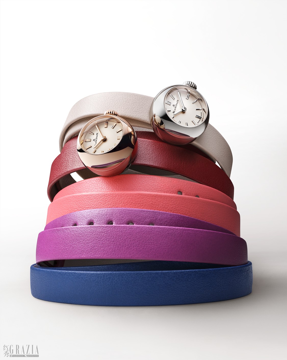 2、Blancpain Lady B小金球腕表 红金款&精钢款配备7种颜色表带.png