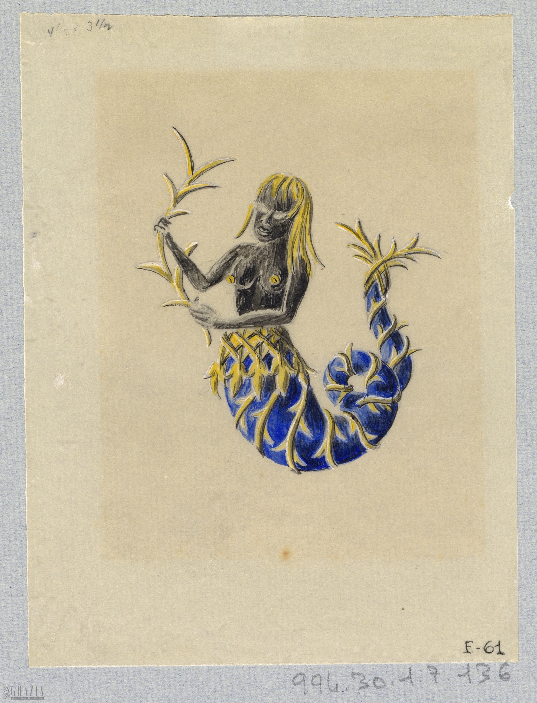 为梅隆夫人设计的美人鱼图稿，让·史隆伯杰，1965年，巴黎装饰艺术博物馆（MAD）馆藏.jpeg