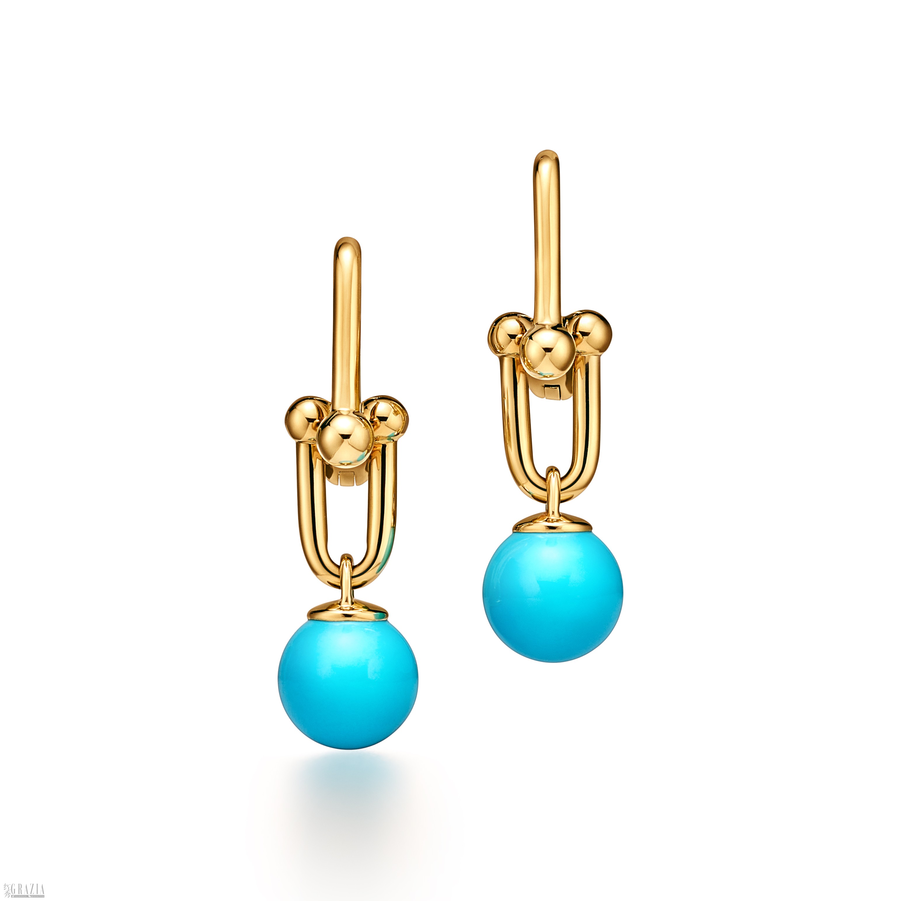 qrhye20261008162725.jpg Tiffany & Co. 蒂芙尼HardWear系列18K黄金镶嵌绿松石小号链环耳环_76262063.jpg