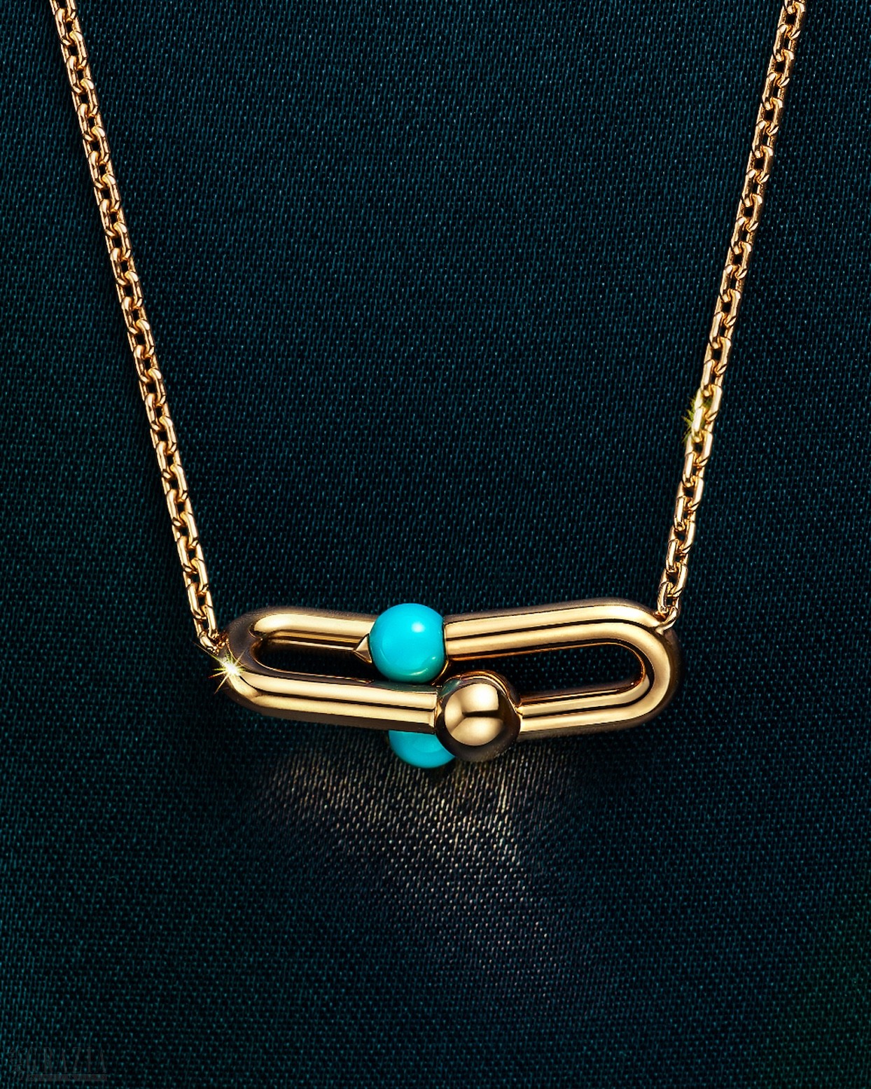xdang20261008163525.jpg Tiffany & Co. 蒂芙尼HardWear系列18K黄金镶嵌绿松石中号链环项链_76815127.jpg